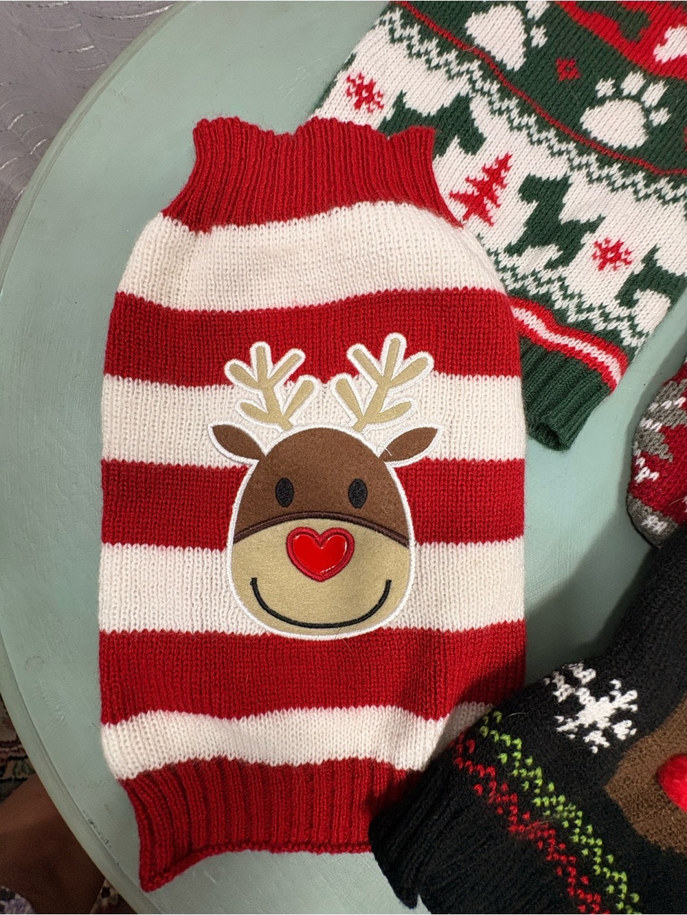 Lot 4 Small Dog Christmas Sweaters Holiday Knit Reindeer Scottie Rudolph XS S - Picture 2 of 9